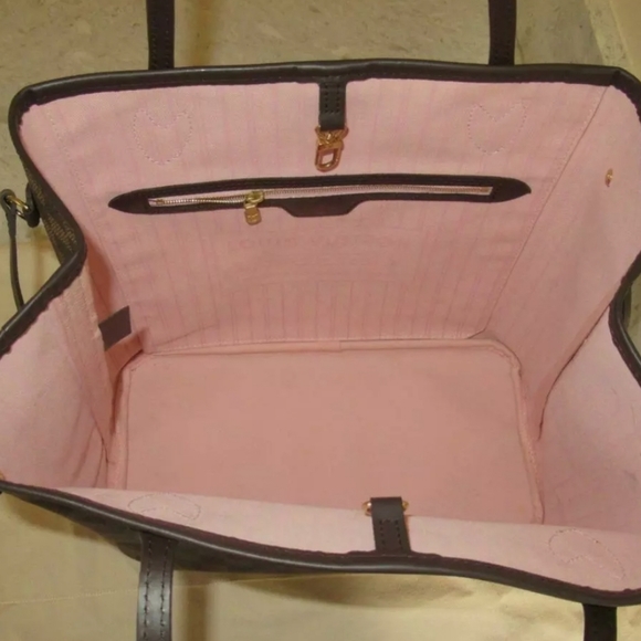 Traded LV Damier Ebene Neverfull MM Rose Ballerine Pink with Pouch - Picture 7 of 12